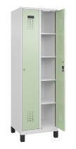 C+P Wäsche-Spind Evolo PLUS 049020-22B mit Sockel 2 Abt.je 400mm Drehriegel (HxBxT) 1950x800x500mm 7035/3000
