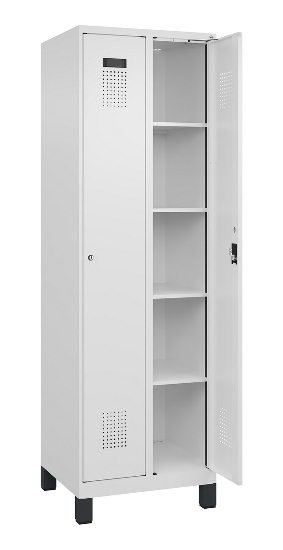 C+P Wäsche-Spind Evolo PLUS 049020-22B mit Sockel 2 Abt.je 400mm Drehriegel (HxBxT) 1950x800x500mm 7035/3000