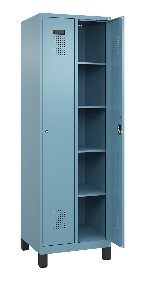 C+P Wäsche-Spind Evolo PLUS 049010-22B mit Füßen 2 Abt.je 400mm Drehriegel (HxBxT) 1950x800x500mm 0010/0010