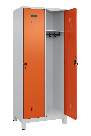 C+P Spind Evolo PLUS 049010-12 mit Füßen 1 Abt. 400mm Zylinderschloss (HxBxT) 1950x400x500mm 7035/0010