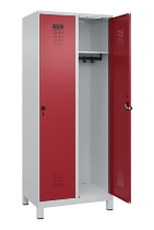 C+P Spind Evolo PLUS 049010-12 mit Füßen 1 Abt. 400mm Zylinderschloss (HxBxT) 1950x400x500mm 7035/0010