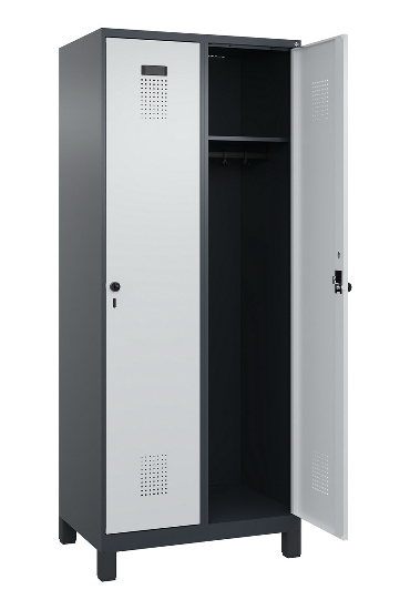 C+P Spind Evolo PLUS 049010-12 mit Füßen 1 Abt. 400mm Zylinderschloss (HxBxT) 1950x400x500mm 7035/0010
