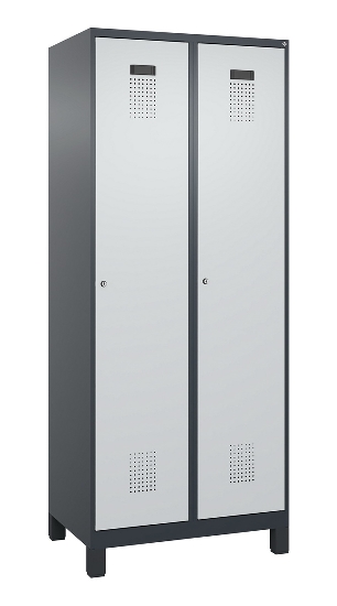 C+P Spind Evolo PLUS 049010-12 mit Füßen 1 Abt. 400mm Zylinderschloss (HxBxT) 1950x400x500mm 7035/0010