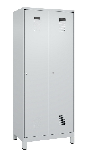 C+P Wäsche-Spind Evolo PLUS 049020-22B mit Sockel 2 Abt.je 400mm Drehriegel (HxBxT) 1950x800x500mm 7035/3000