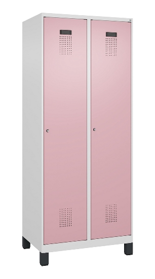 C+P Wäsche-Spind Evolo PLUS 049020-22B mit Sockel 2 Abt.je 400mm Drehriegel (HxBxT) 1950x800x500mm 7035/3000