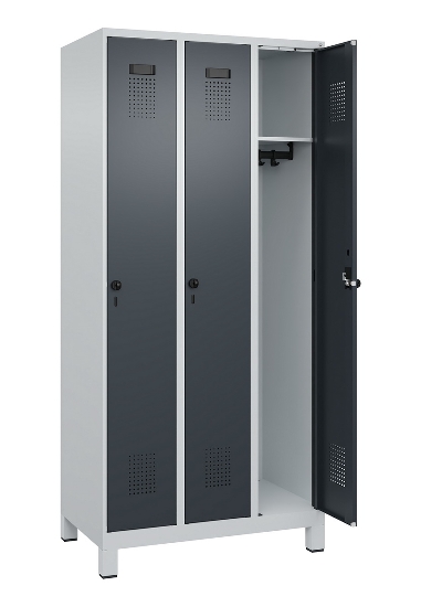 C+P Spind Evolo PLUS 049010-12 mit Füßen 1 Abt. 400mm Zylinderschloss (HxBxT) 1950x400x500mm 7035/0010