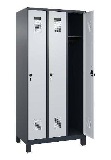 C+P Spind Evolo PLUS 049010-12 mit Füßen 1 Abt. 400mm Zylinderschloss (HxBxT) 1950x400x500mm 7035/0010