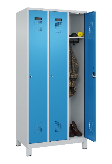 C+P Spind Evolo PLUS 049010-12 mit Füßen 1 Abt. 400mm Zylinderschloss (HxBxT) 1950x400x500mm 7035/0010