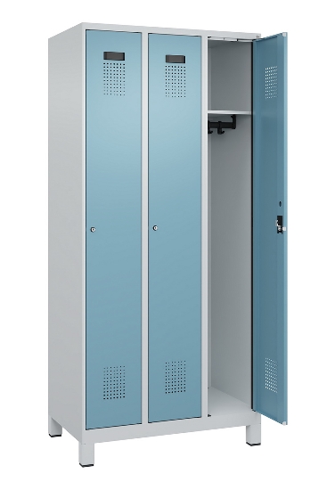 C+P Spind Evolo PLUS 049010-12 mit Füßen 1 Abt. 400mm Zylinderschloss (HxBxT) 1950x400x500mm 7035/0010