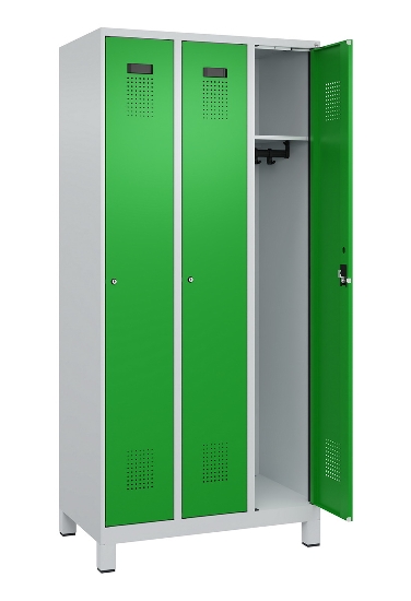 C+P Spind Evolo PLUS 049010-12 mit Füßen 1 Abt. 400mm Zylinderschloss (HxBxT) 1950x400x500mm 7035/0010