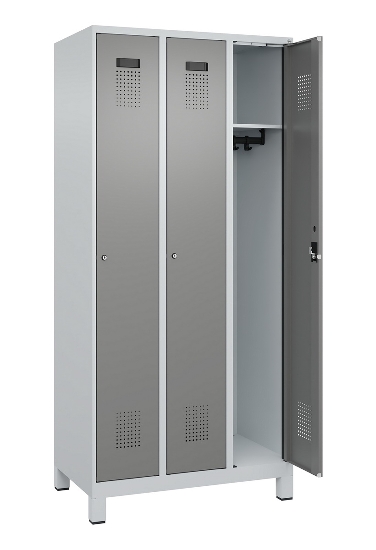 C+P Spind Evolo PLUS 049010-12 mit Füßen 1 Abt. 400mm Zylinderschloss (HxBxT) 1950x400x500mm 7035/0010