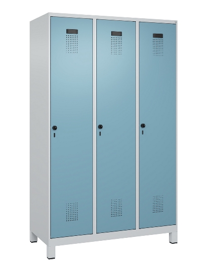 C+P Spind Evolo PLUS 049010-12 mit Füßen 1 Abt. 400mm Zylinderschloss (HxBxT) 1950x400x500mm 7035/0010