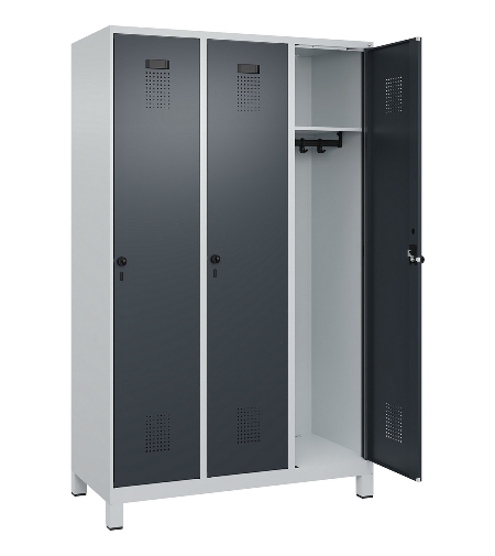 C+P Spind Evolo PLUS 049010-12 mit Füßen 1 Abt. 400mm Zylinderschloss (HxBxT) 1950x400x500mm 7035/0010