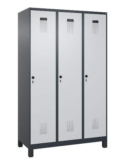 C+P Spind Evolo PLUS 049010-12 mit Füßen 1 Abt. 400mm Zylinderschloss (HxBxT) 1950x400x500mm 7035/0010