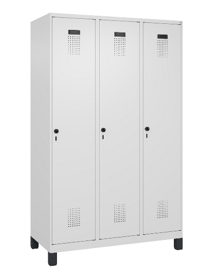C+P Spind Evolo PLUS 049010-12 mit Füßen 1 Abt. 400mm Zylinderschloss (HxBxT) 1950x400x500mm 7035/0010