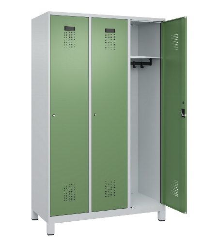 C+P Spind Evolo PLUS 049010-12 mit Füßen 1 Abt. 400mm Zylinderschloss (HxBxT) 1950x400x500mm 7035/0010