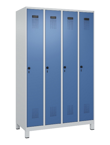 C+P Spind Evolo PLUS 049010-12 mit Füßen 1 Abt. 400mm Zylinderschloss (HxBxT) 1950x400x500mm 7035/0010