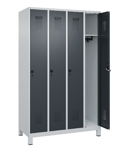 C+P Spind Evolo PLUS 049010-12 mit Füßen 1 Abt. 400mm Zylinderschloss (HxBxT) 1950x400x500mm 7035/0010
