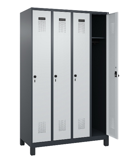 C+P Spind Evolo PLUS 049010-12 mit Füßen 1 Abt. 400mm Zylinderschloss (HxBxT) 1950x400x500mm 7035/0010