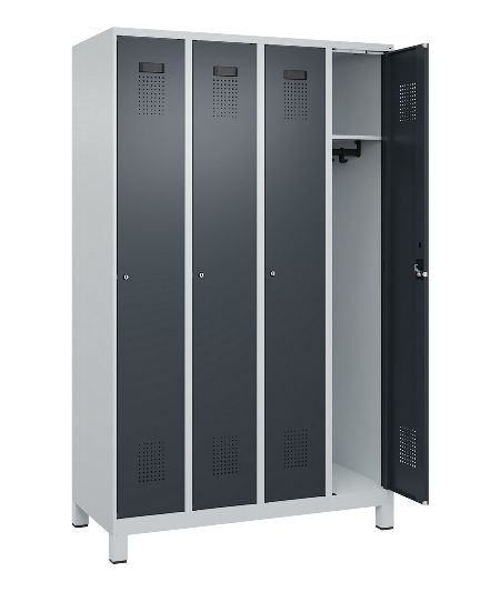 C+P Spind Evolo PLUS 049010-12 mit Füßen 1 Abt. 400mm Zylinderschloss (HxBxT) 1950x400x500mm 7035/0010