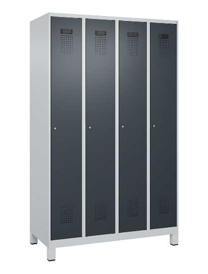 C+P Spind Evolo PLUS 049010-12 mit Füßen 1 Abt. 400mm Zylinderschloss (HxBxT) 1950x400x500mm 7035/0010