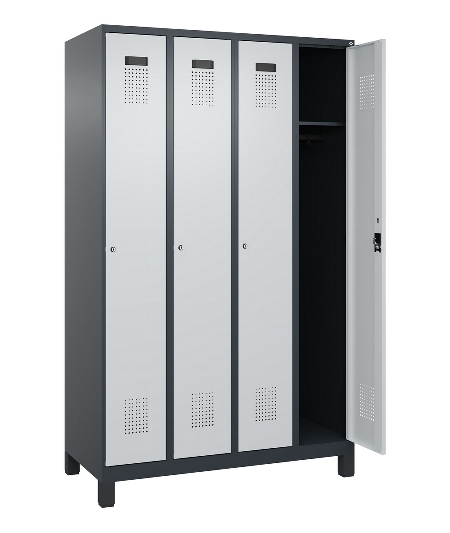 C+P Spind Evolo PLUS 049010-12 mit Füßen 1 Abt. 400mm Zylinderschloss (HxBxT) 1950x400x500mm 7035/0010