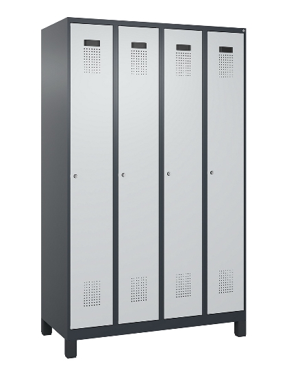C+P Spind Evolo PLUS 049010-12 mit Füßen 1 Abt. 400mm Zylinderschloss (HxBxT) 1950x400x500mm 7035/0010