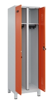 C+P Schwarz-Weiß-Spind Evolo PLUS 049012-22 mit Füßen 2 Abt.400mm Drehriegel (HxBxT) 1850x800x500mm 7016/7016