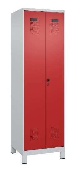 C+P Schwarz-Weiß-Spind Evolo PLUS 049012-22 mit Füßen 2 Abt.400mm Drehriegel (HxBxT) 1850x800x500mm 7016/7016