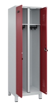 C+P Schwarz-Weiß-Spind Evolo PLUS 049012-22 mit Füßen 2 Abt.400mm Drehriegel (HxBxT) 1850x800x500mm 7016/7016