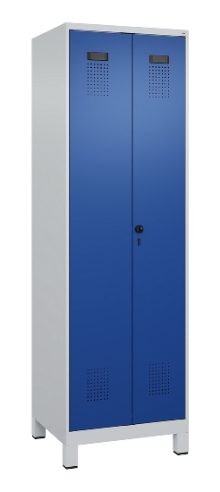 C+P Schwarz-Weiß-Spind Evolo PLUS 049012-22 mit Füßen 2 Abt.400mm Drehriegel (HxBxT) 1850x800x500mm 7016/7016