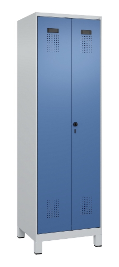C+P Schwarz-Weiß-Spind Evolo PLUS 049012-22 mit Füßen 2 Abt.400mm Drehriegel (HxBxT) 1850x800x500mm 7016/7016