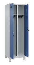 C+P Schwarz-Weiß-Spind Evolo PLUS 049012-22 mit Füßen 2 Abt.400mm Drehriegel (HxBxT) 1850x800x500mm 7016/7016