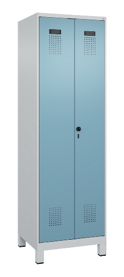 C+P Schwarz-Weiß-Spind Evolo PLUS 049012-22 mit Füßen 2 Abt.400mm Drehriegel (HxBxT) 1850x800x500mm 7016/7016