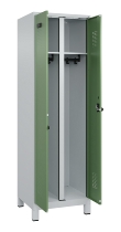 C+P Schwarz-Weiß-Spind Evolo PLUS 049012-22 mit Füßen 2 Abt.400mm Drehriegel (HxBxT) 1850x800x500mm 7016/7016