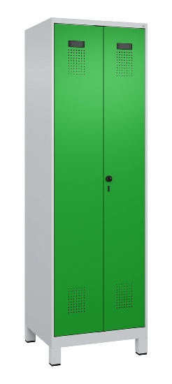 C+P Schwarz-Weiß-Spind Evolo PLUS 049012-22 mit Füßen 2 Abt.400mm Drehriegel (HxBxT) 1850x800x500mm 7016/7016