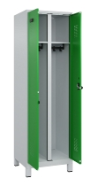 C+P Schwarz-Weiß-Spind Evolo PLUS 049012-22 mit Füßen 2 Abt.400mm Drehriegel (HxBxT) 1850x800x500mm 7016/7016