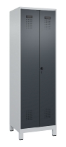 C+P Schwarz-Weiß-Spind Evolo PLUS 049012-22 mit Füßen 2 Abt.400mm Drehriegel (HxBxT) 1850x800x500mm 7016/7016
