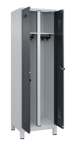 C+P Schwarz-Weiß-Spind Evolo PLUS 049012-22 mit Füßen 2 Abt.400mm Drehriegel (HxBxT) 1850x800x500mm 7016/7016
