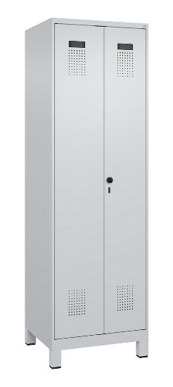 C+P Schwarz-Weiß-Spind Evolo PLUS 049012-22 mit Füßen 2 Abt.400mm Drehriegel (HxBxT) 1850x800x500mm 7016/7016