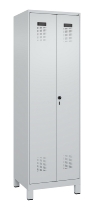 C+P Schwarz-Weiß-Spind Evolo PLUS 049012-22 mit Füßen 2 Abt.400mm Drehriegel (HxBxT) 1850x800x500mm 7016/7016