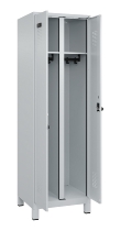 C+P Schwarz-Weiß-Spind Evolo PLUS 049012-22 mit Füßen 2 Abt.400mm Drehriegel (HxBxT) 1850x800x500mm 7016/7016