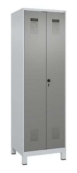 C+P Schwarz-Weiß-Spind Evolo PLUS 049012-22 mit Füßen 2 Abt.400mm Drehriegel (HxBxT) 1850x800x500mm 7016/7016