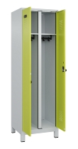 C+P Schwarz-Weiß-Spind Evolo PLUS 049012-22 mit Füßen 2 Abt.400mm Drehriegel (HxBxT) 1850x800x500mm 7016/7016