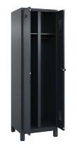 C+P Schwarz-Weiß-Spind Evolo PLUS 049012-22 mit Füßen 2 Abt.400mm Drehriegel (HxBxT) 1850x800x500mm 7016/7016