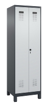 C+P Schwarz-Weiß-Spind Evolo PLUS 049012-22 mit Füßen 2 Abt.400mm Drehriegel (HxBxT) 1850x800x500mm 7016/7016