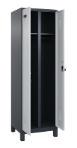 C+P Schwarz-Weiß-Spind Evolo PLUS 049012-22 mit Füßen 2 Abt.400mm Drehriegel (HxBxT) 1850x800x500mm 7016/7016