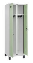 C+P Schwarz-Weiß-Spind Evolo PLUS 049012-22 mit Füßen 2 Abt.400mm Drehriegel (HxBxT) 1850x800x500mm 7016/7016