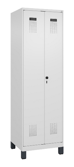 C+P Schwarz-Weiß-Spind Evolo PLUS 049012-22 mit Füßen 2 Abt.400mm Drehriegel (HxBxT) 1850x800x500mm 7016/7016