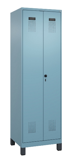 C+P Schwarz-Weiß-Spind Evolo PLUS 049012-20 mit Füßen 2 Abt.300mm Zylinder (HxBxT) 1850x600x500mm 0010/0010